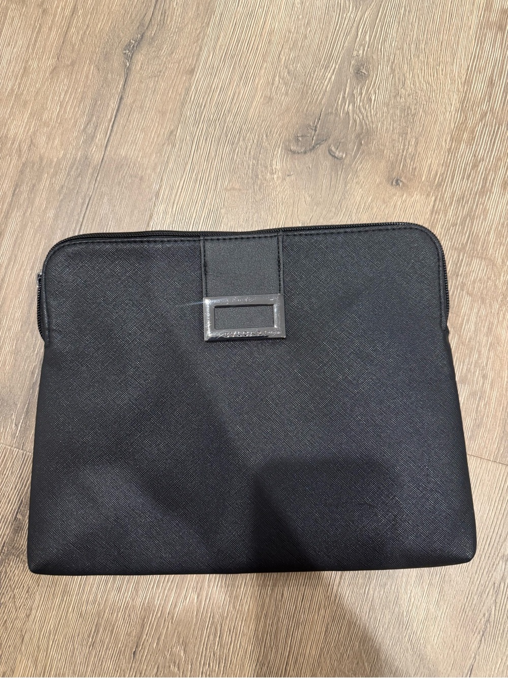 Bulgari Black Travel Pouch with Metal Emblem